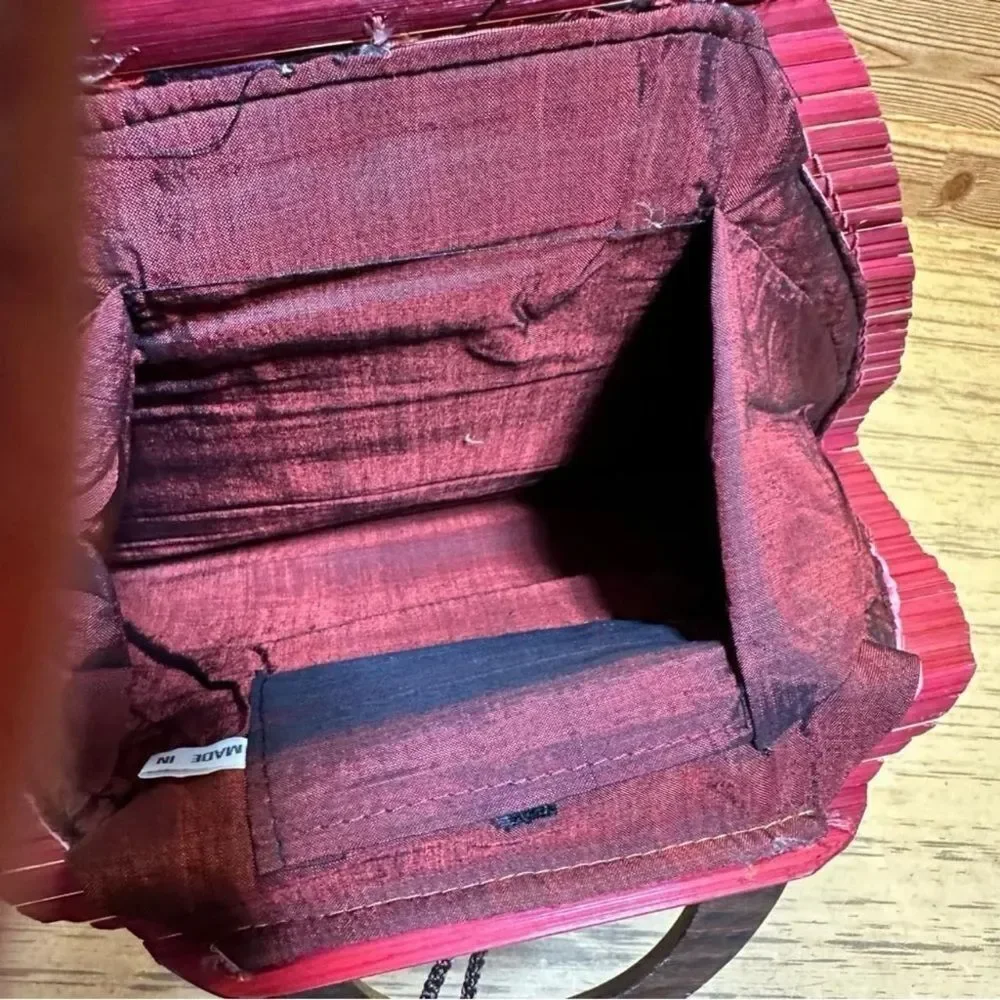 Vintage Red Bamboo Clutch Purse
